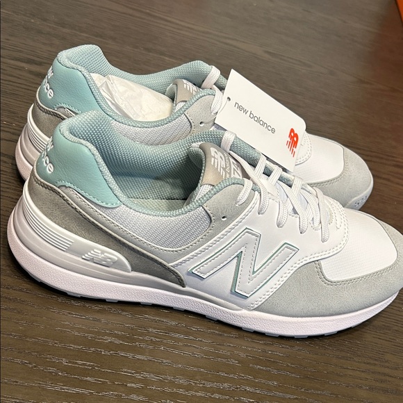 New Balance Women's 574 Greens V2 Light Gray and White Sneakers - Picture 2 of 6